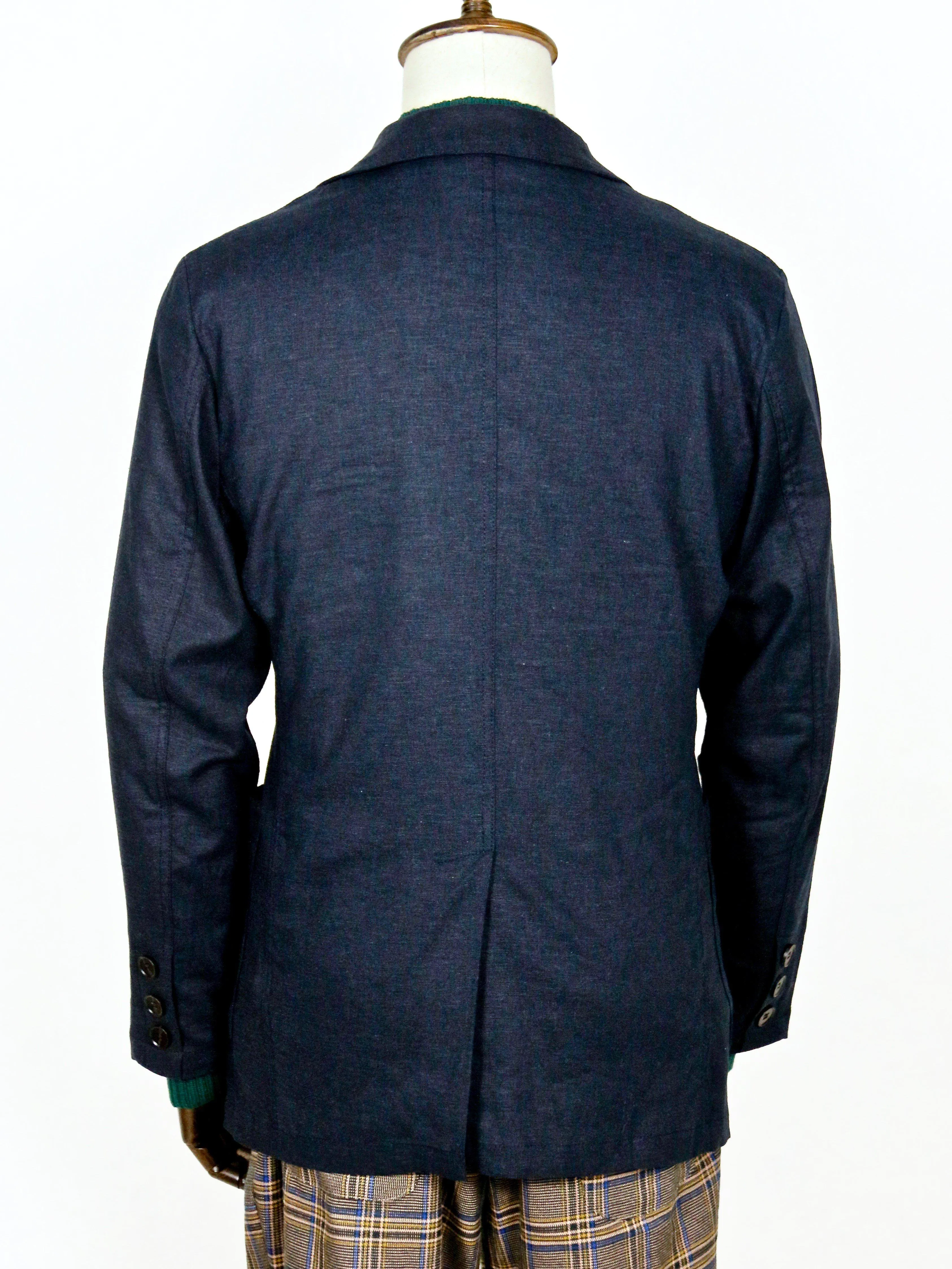 3-Pocket 2-Button Navy Linen Summer Blazer