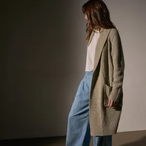 Cotton Shawl Collar Cardigan - Overcast