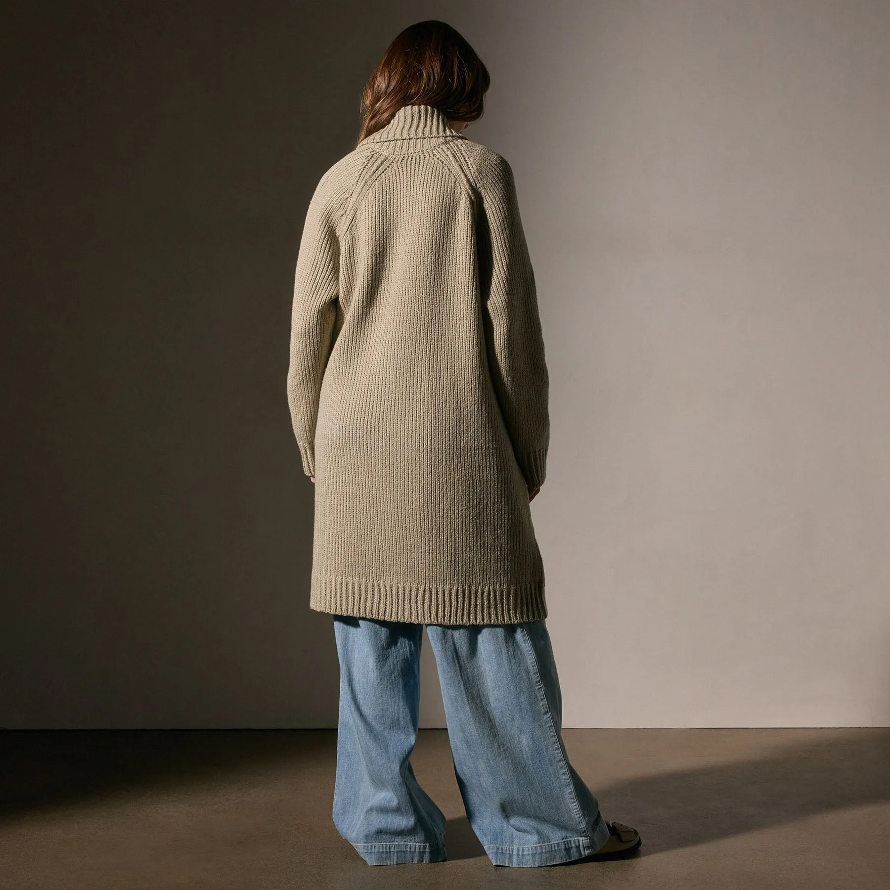 Cotton Shawl Collar Cardigan - Overcast