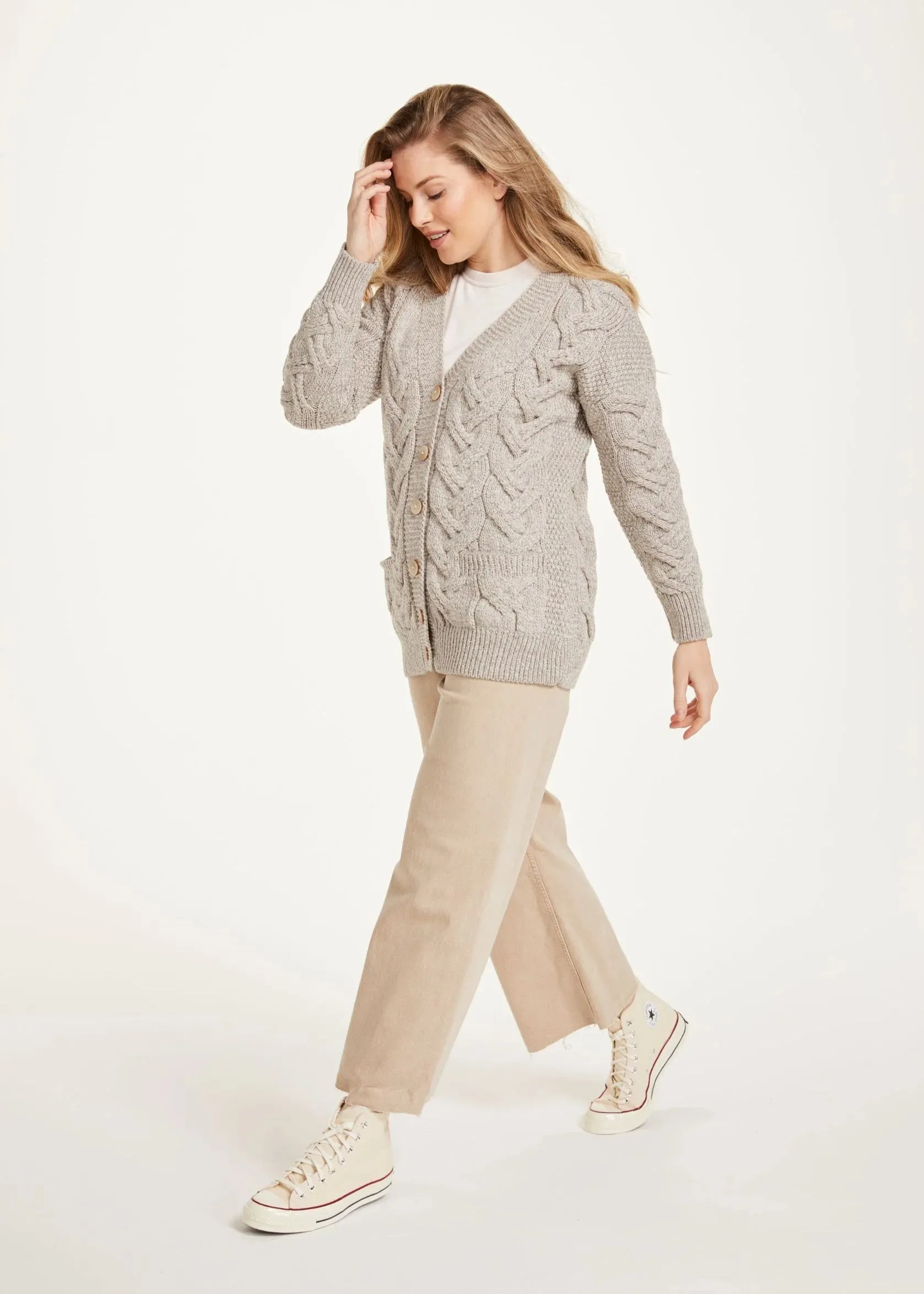 Downpatrick Ladies Aran Cardigan | Oatmeal