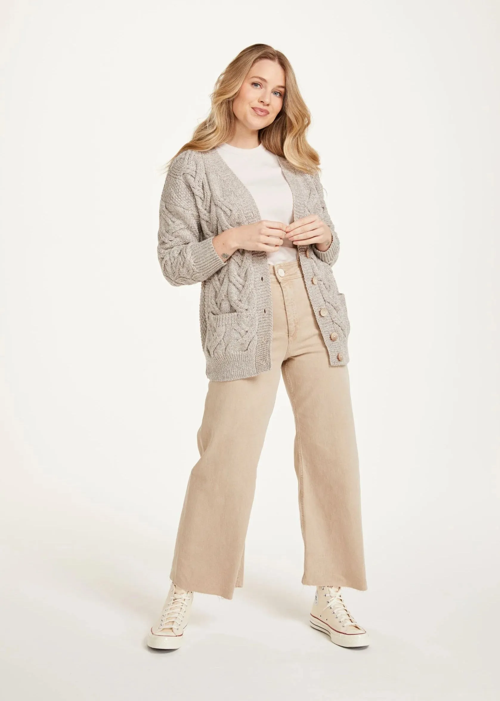 Downpatrick Ladies Aran Cardigan | Oatmeal
