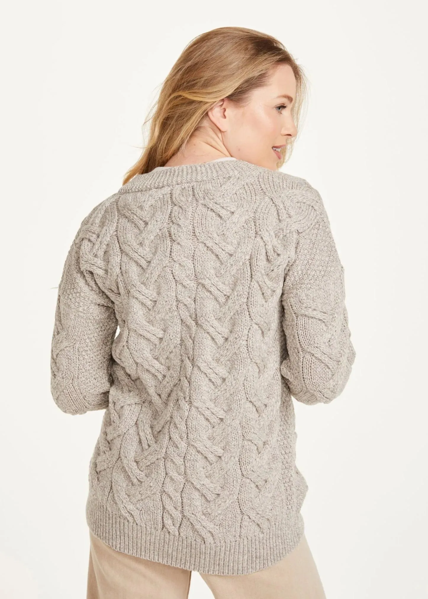 Downpatrick Ladies Aran Cardigan | Oatmeal
