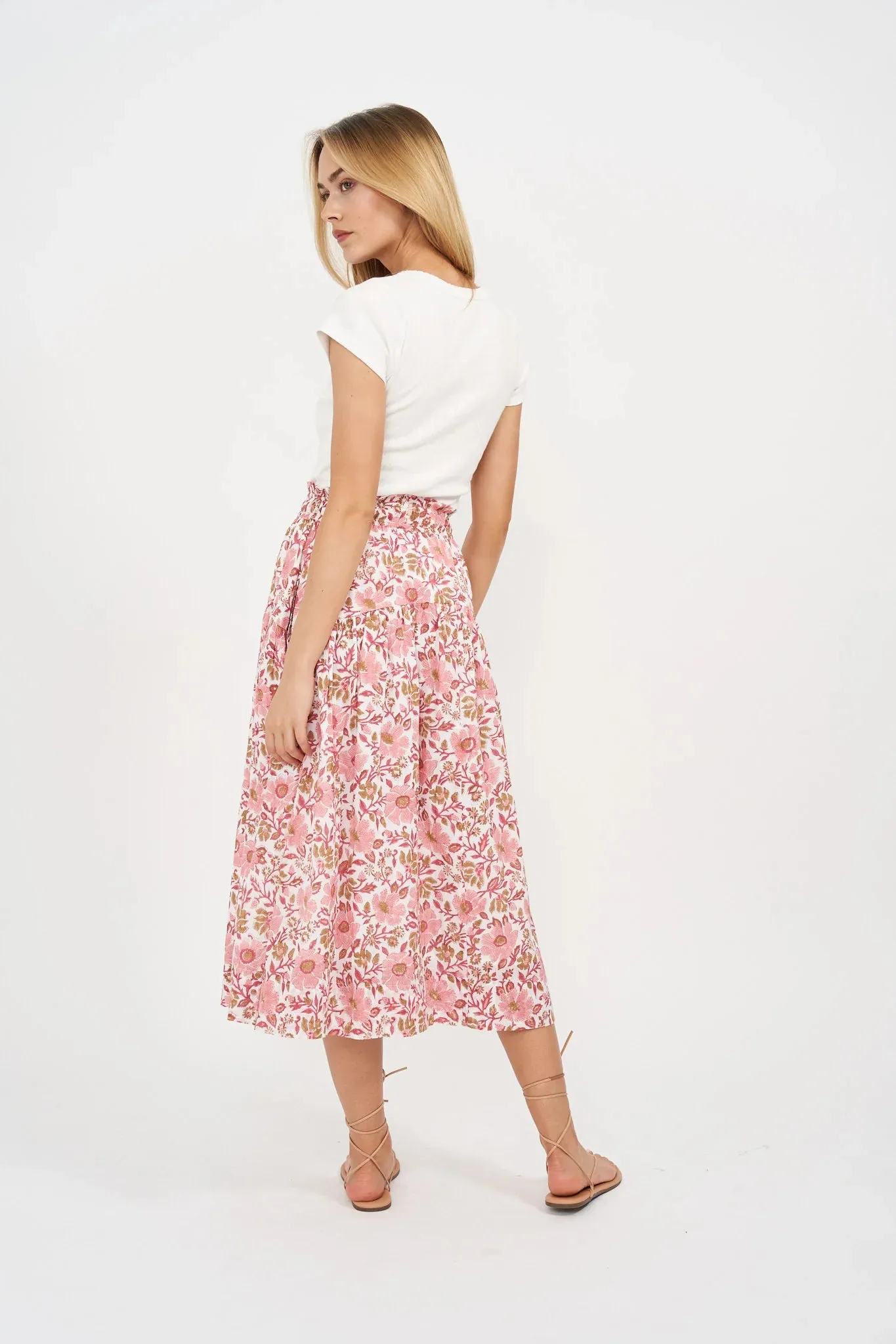 Louisa Midi Skirt - Shell Orsay Floral Print
