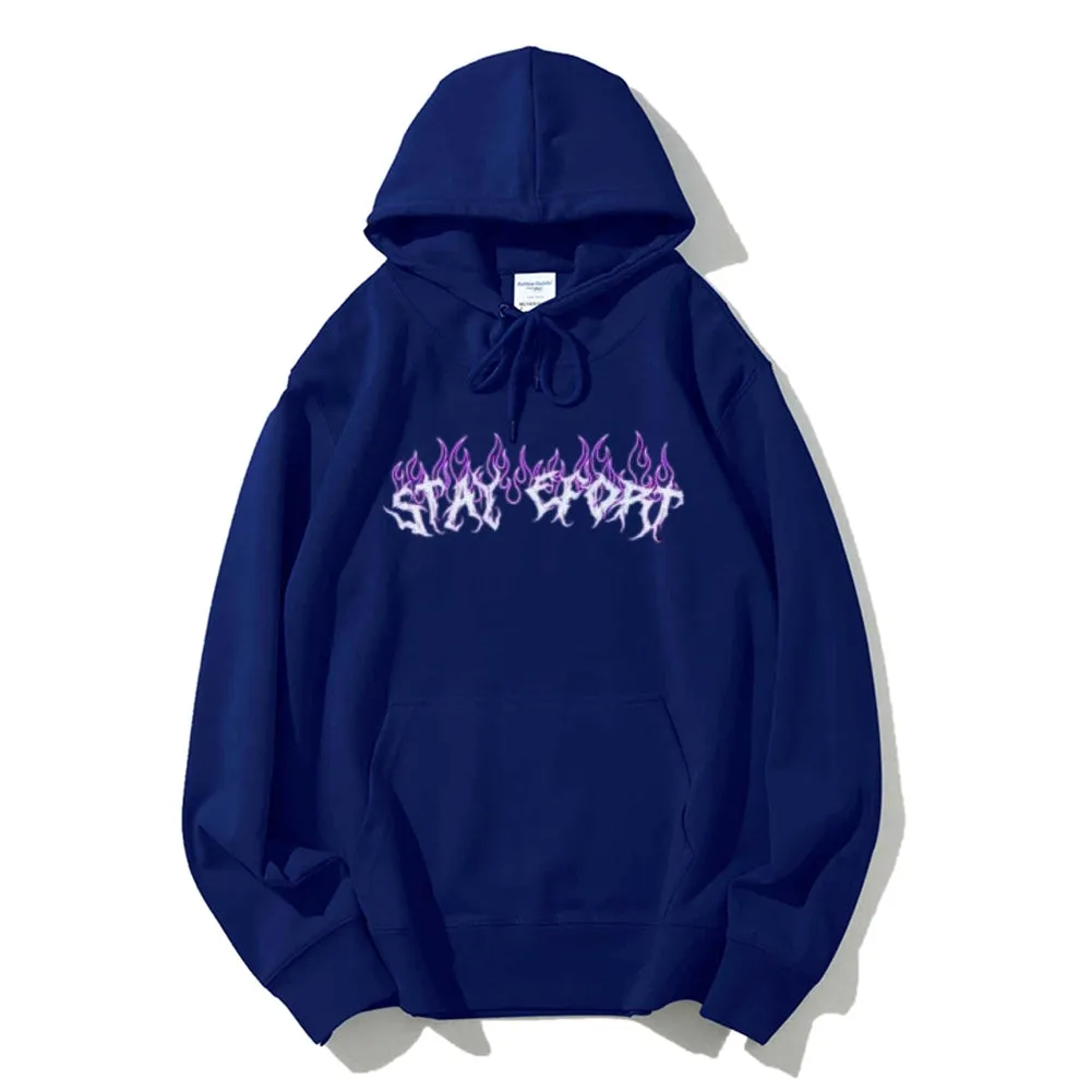 Mens Purple Flame Graphic Hoodies