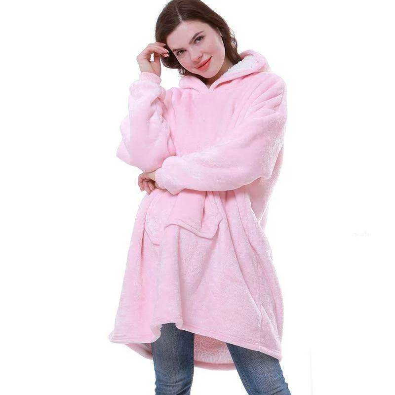 Oversized Blanket Hoodie with Sleeves