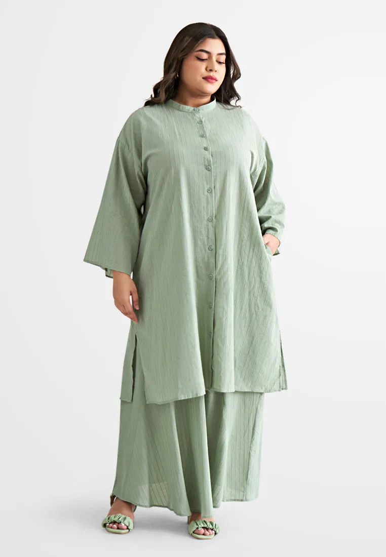 Radeya Cotton Front Pleat Skirt (Small Cutting) - Green