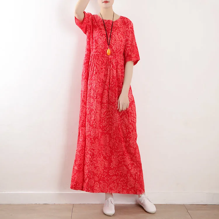 Red Floral casual summer Women Dresses long women dresses AMT962333