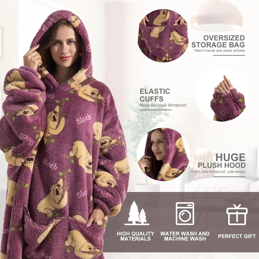 Soft Warm Adults Blanket Hoodie