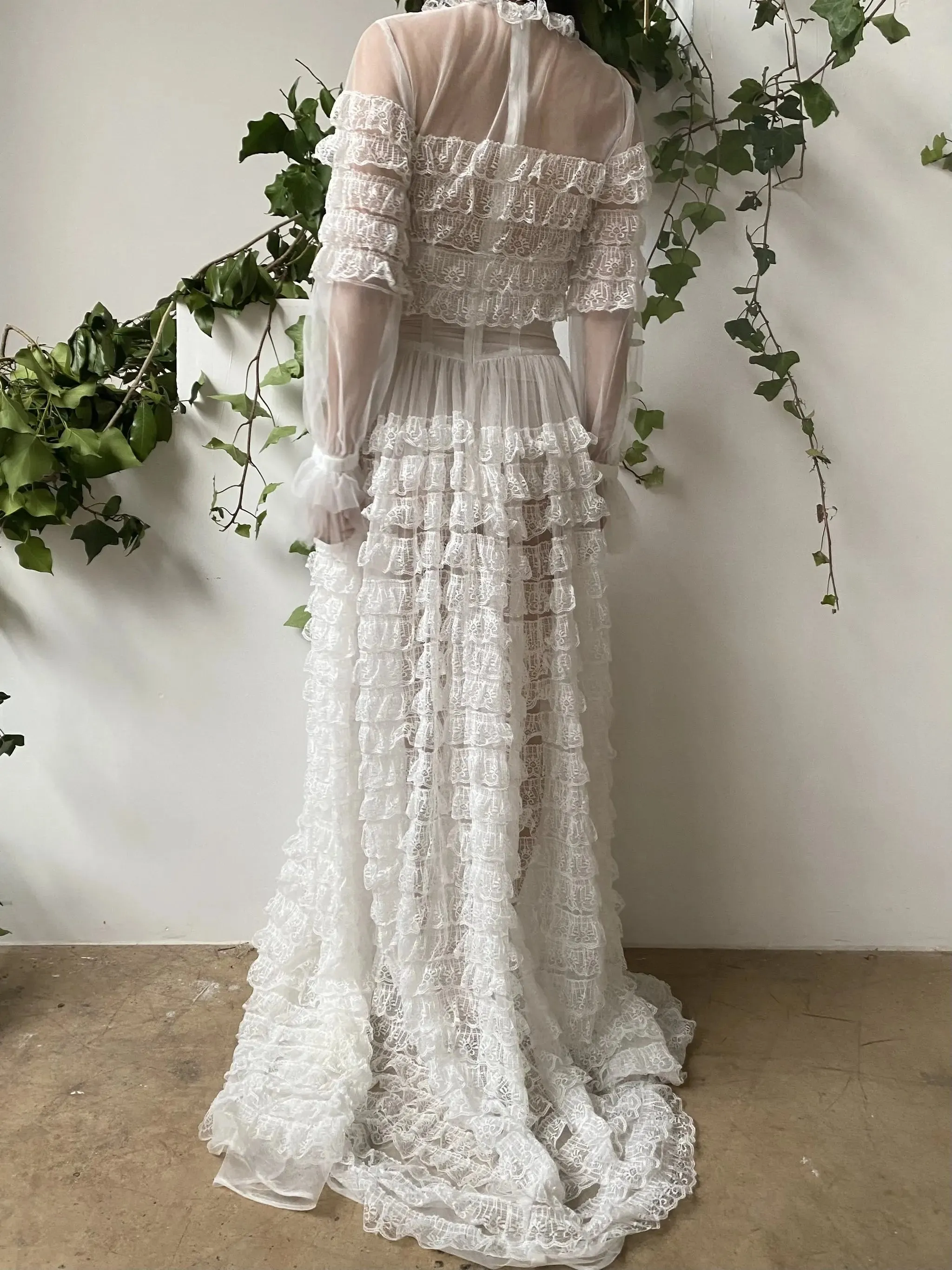 TAVIMART  -  Summer Robes Women's Prom Dresses Lace Photo Shoot High Collar Long Sleeve Birthday Party Bridal Fluffy Party Gown Custom Made