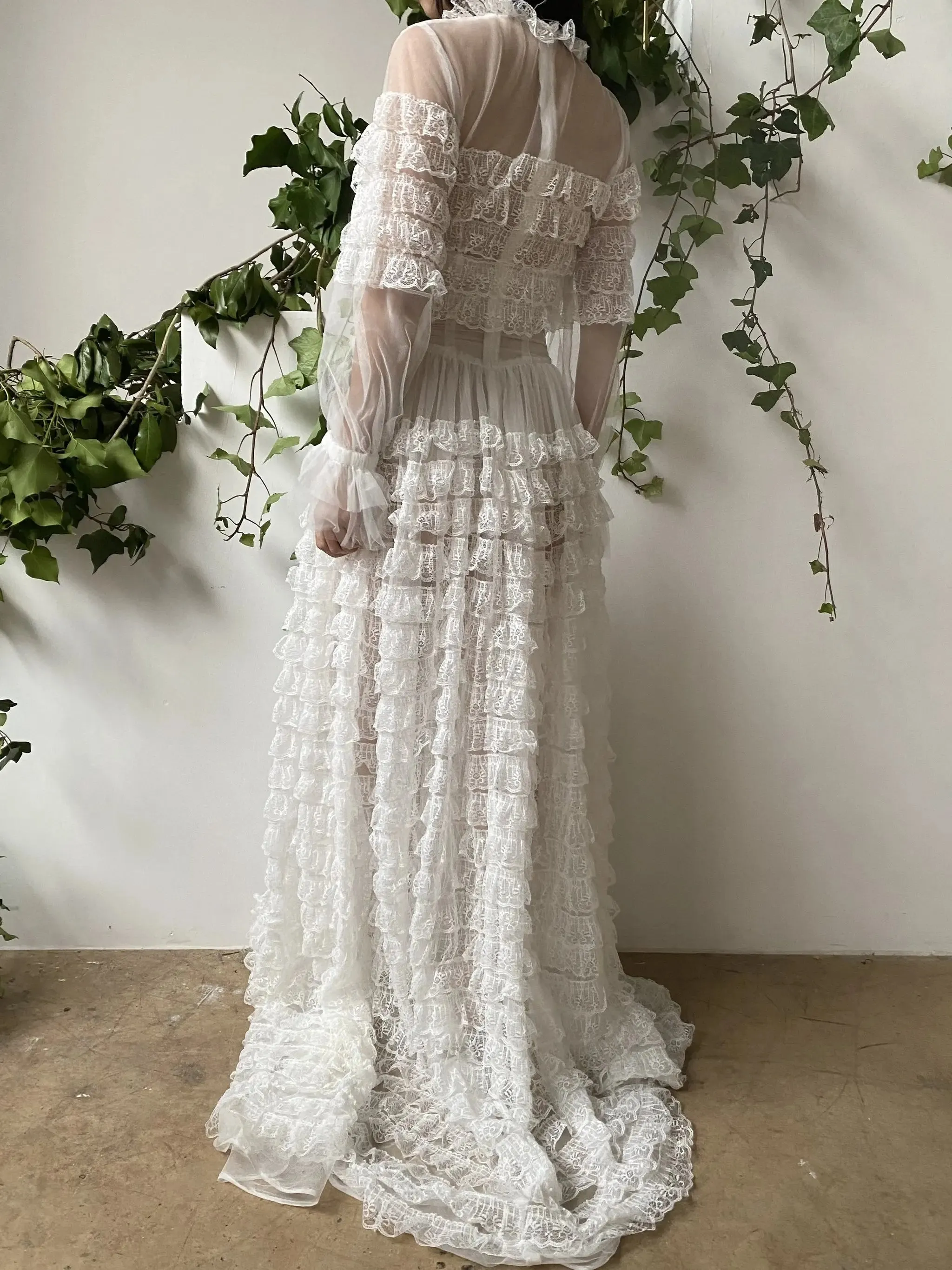 TAVIMART  -  Summer Robes Women's Prom Dresses Lace Photo Shoot High Collar Long Sleeve Birthday Party Bridal Fluffy Party Gown Custom Made