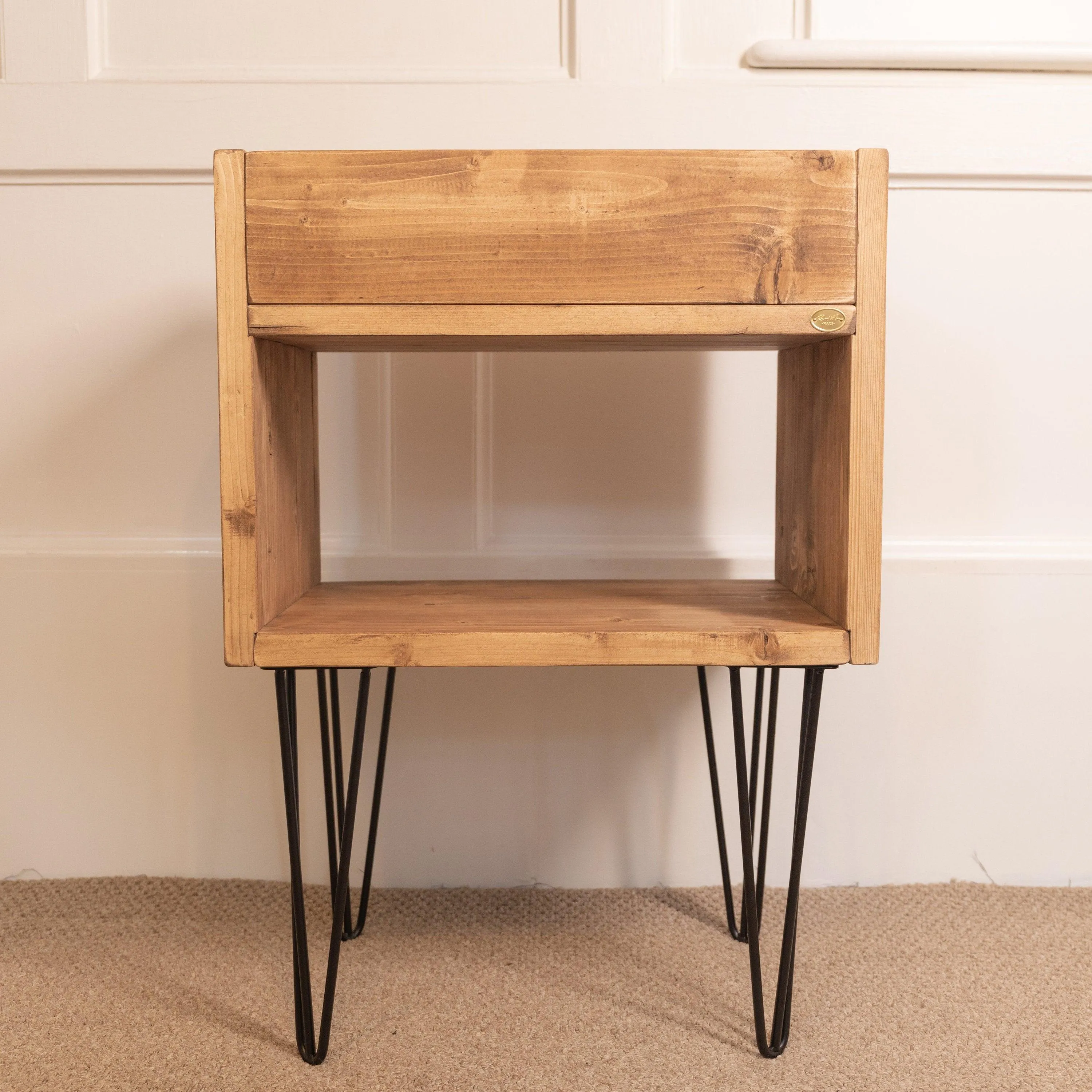 TULASI: Reclaimed Handmade Wood Indoor Planter and Storage Unit with Hairpin Legs